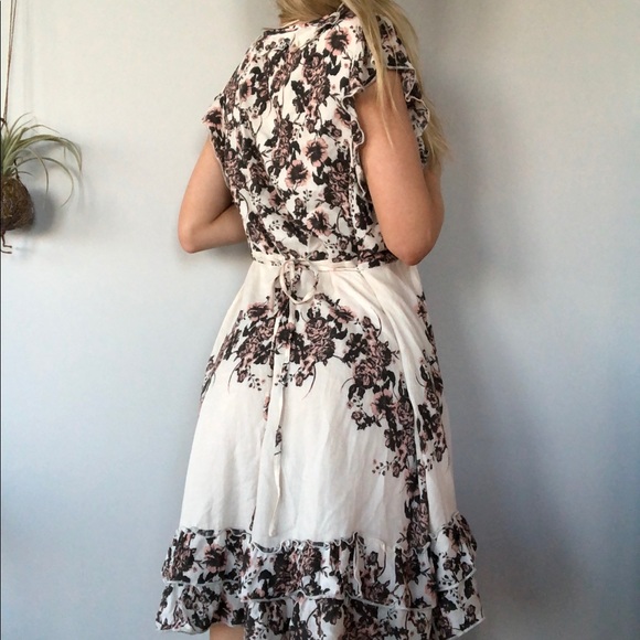 Free People floral boho v-neck tie flowy dress - Picture 4 of 6